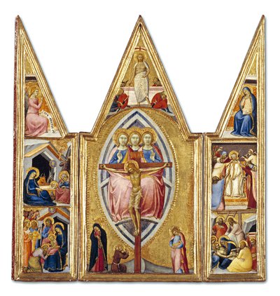Die Dreifaltigkeit und die Kreuzigung mit Szenen aus dem Leben Christi, ca. 1355 von Luca di Tommè